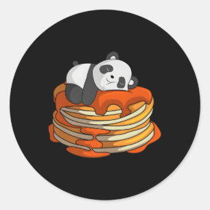 Sticker Rond Pancakes Panda On Waffe Petit Déjeuner Flapjack Ho
