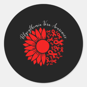 Sticker Rond Pancytémie Vraie Sensibilisation Tournesol Rouge M
