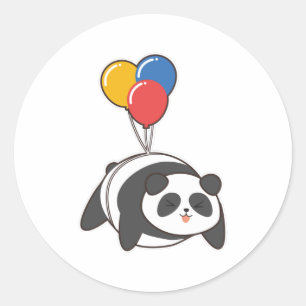Sticker Rond Panda à l'anniversaire avec Ballon