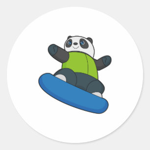 Sticker Rond Panda a Snowboarder
