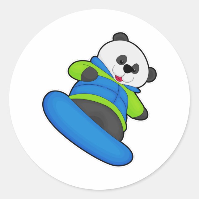 Sticker Rond Panda a Snowboarder (Devant)
