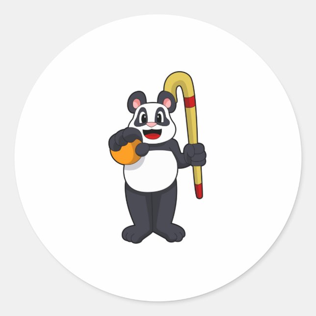 Sticker Rond Panda at hockey with hockey bat (Devant)