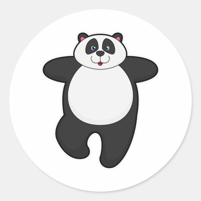 Sticker Rond Panda au Yoga Exercice d'étirement (Devant)