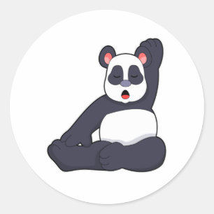 Sticker Rond Panda au Yoga Exercices d'étirement