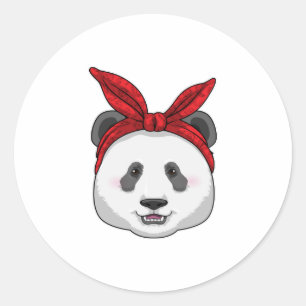 Sticker Rond Panda avec Bandana
