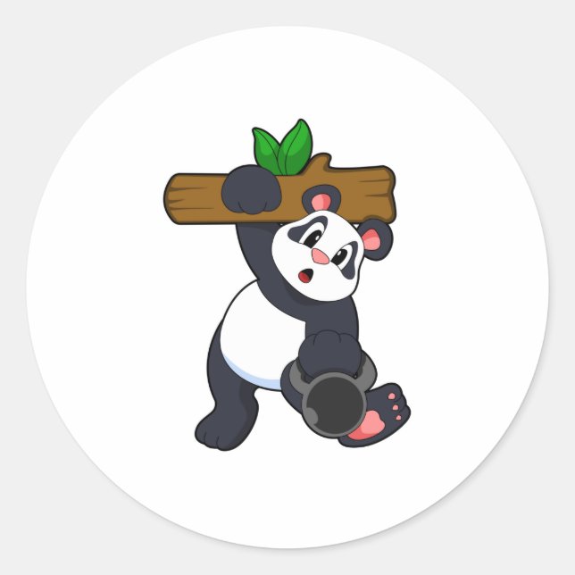 Sticker Rond Panda avec bois à l'entraînement Force (Devant)