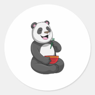 Sticker Rond Panda avec Bowl Ramen
