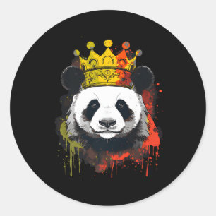 Sticker Rond Panda Avec Couronne