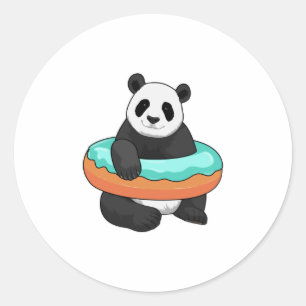 Sticker Rond Panda avec Donut