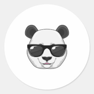 Sticker Rond Panda avec lunettes de soleil