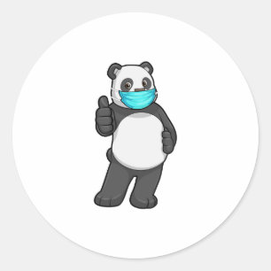 Sticker Rond Panda avec masque visage