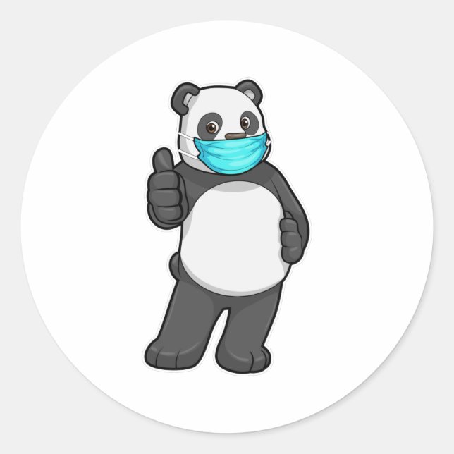 Sticker Rond Panda avec masque visage (Devant)