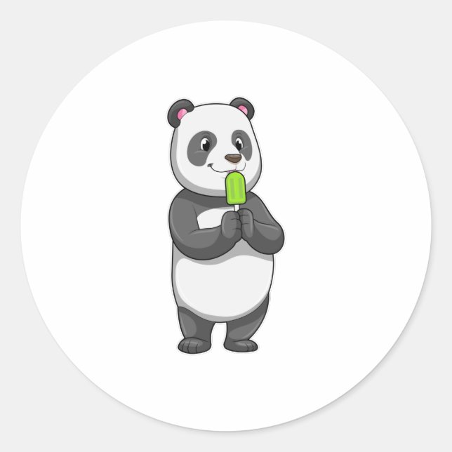 Sticker Rond Panda avec Popsicle (Devant)