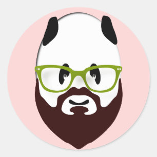 Sticker Rond Panda Bear avec une barbe
