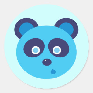 Sticker Rond Panda bleu