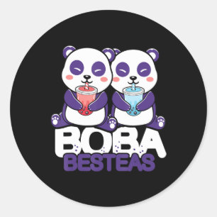 Sticker Rond Panda Boba Bubble Tea Anime Kawaii Neko Girls