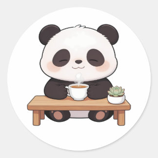 Sticker Rond panda,chaud,guérison,rythme lent,paix intérieure #