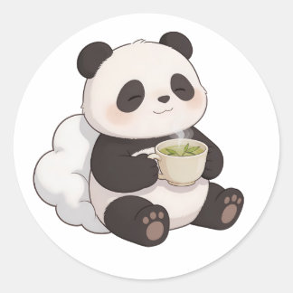 Sticker Rond panda,chaud,guérison,rythme lent,paix intérieure #