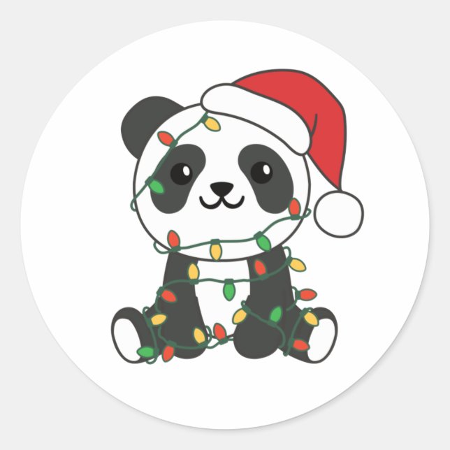 Sticker Rond Panda Christmas Winter Animaux Pandas Classic Roun (Devant)