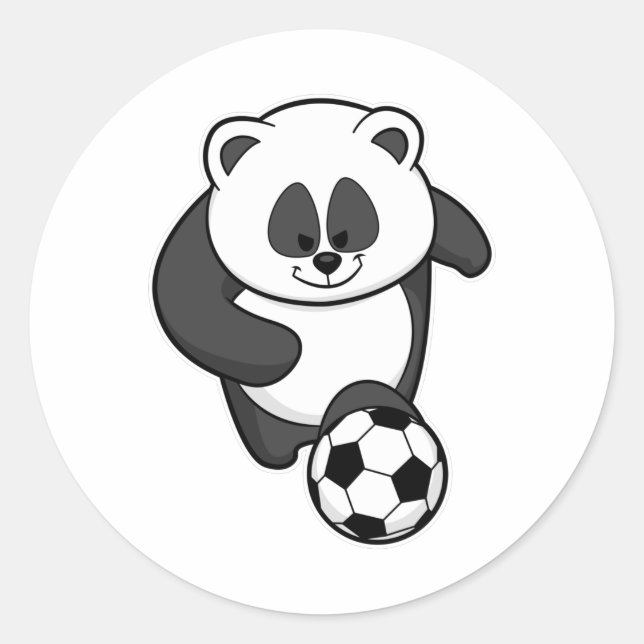 Sticker Rond Panda comme joueur de football à Soccer (Devant)