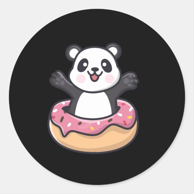 Sticker Rond Panda Cute Poulet Sortie D'Un Donut (Devant)