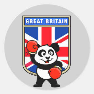 Sticker Rond Panda de boxe britannique
