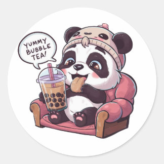 Sticker Rond Panda de dessin adorable : Cosy, Kawaii Vibes