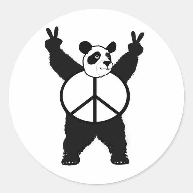 Sticker Rond Panda de paix (Devant)