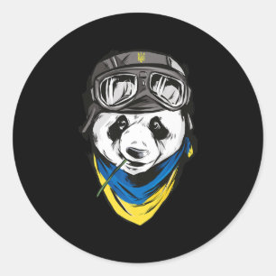Sticker Rond Panda drapeau ukrainien souvenir ukrainien ukraini