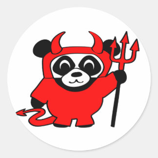 Sticker Rond Panda en costume Red Devil