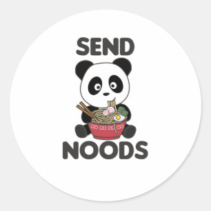 Sticker Rond Panda Envoyer Noods Ramen Cute Kawaii Noodle