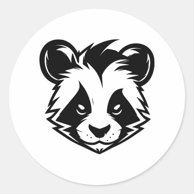 Sticker Rond Panda Essence en noir et blanc (Devant)