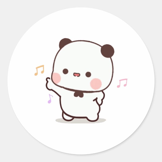 Sticker Rond Panda Et Brownie Bear Couple (Devant)