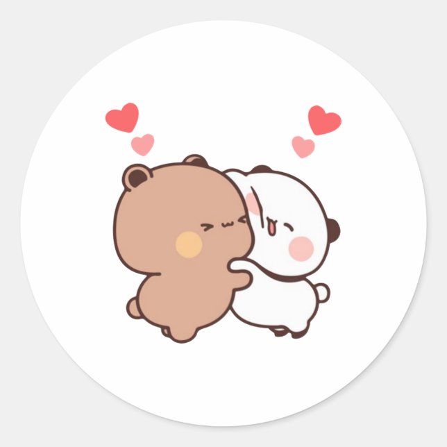 Sticker Rond Panda Et Brownie Bear Couple (Devant)