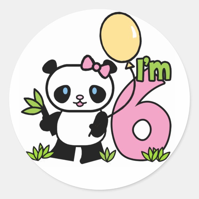 Sticker Rond Panda Girl 6e anniversaire (Devant)