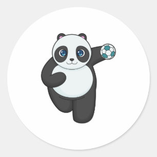 Sticker Rond Panda Handball player Handball