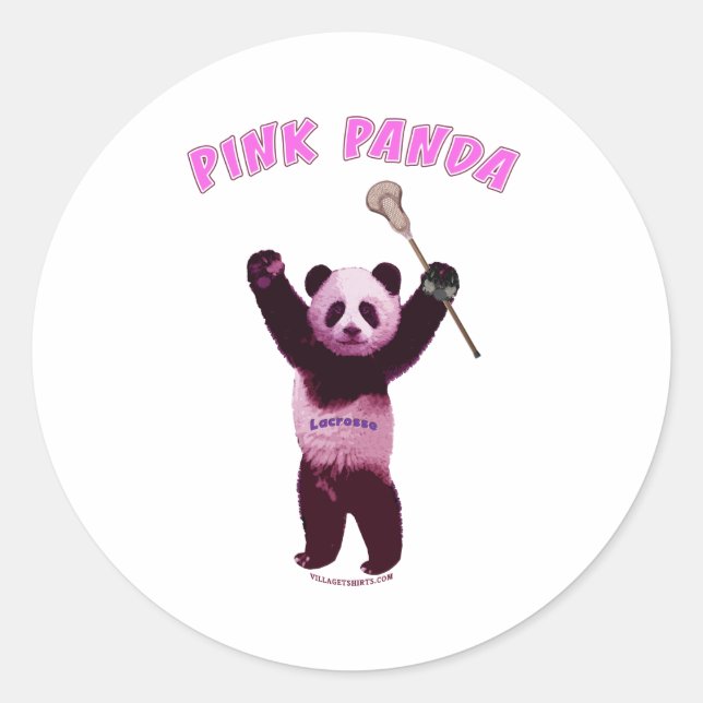 Sticker Rond Panda Lacrosse rose (Devant)