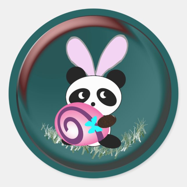Sticker Rond Panda lapin de Pâques (Devant)
