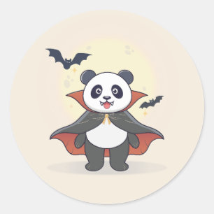 Sticker Rond Panda Magicien Fantaisiste avec Chapeau Magique