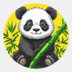Sticker Rond Panda mignon