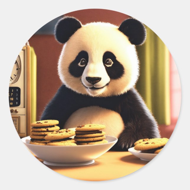Sticker Rond panda mignon (Devant)