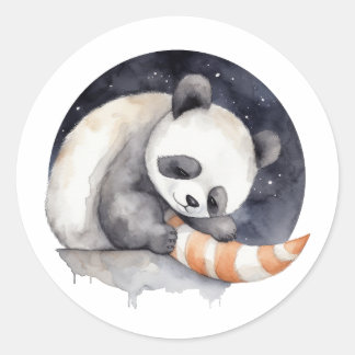 Sticker Rond Panda mignonne et endormi