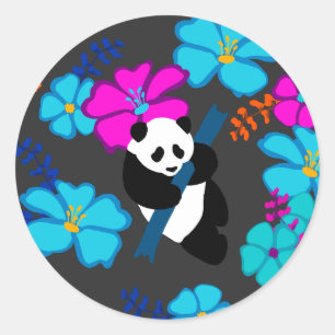 Sticker Rond Panda Paradise Bloom