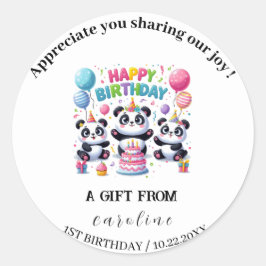 Sticker Rond Panda pour la fête d'anniversaire