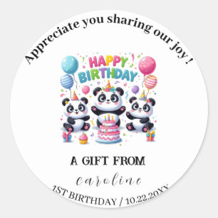 Sticker Rond Panda pour la fête d'anniversaire