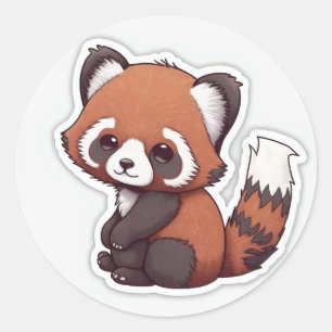 Sticker Rond panda rouge