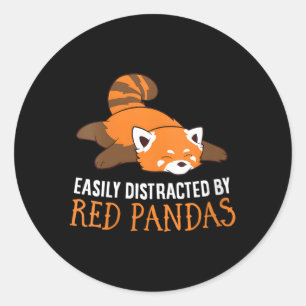 Sticker Rond Panda Rouge Aimé Facilement Distrait Par Pandas Ro