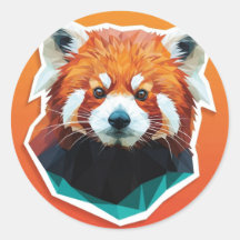 Panda rouge géométrique