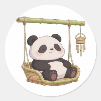 Sticker Rond panda,warm,healing,slow-paced,inner peace #010