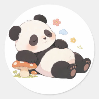 Sticker Rond panda,warm,healing,slow-paced,inner peace #017